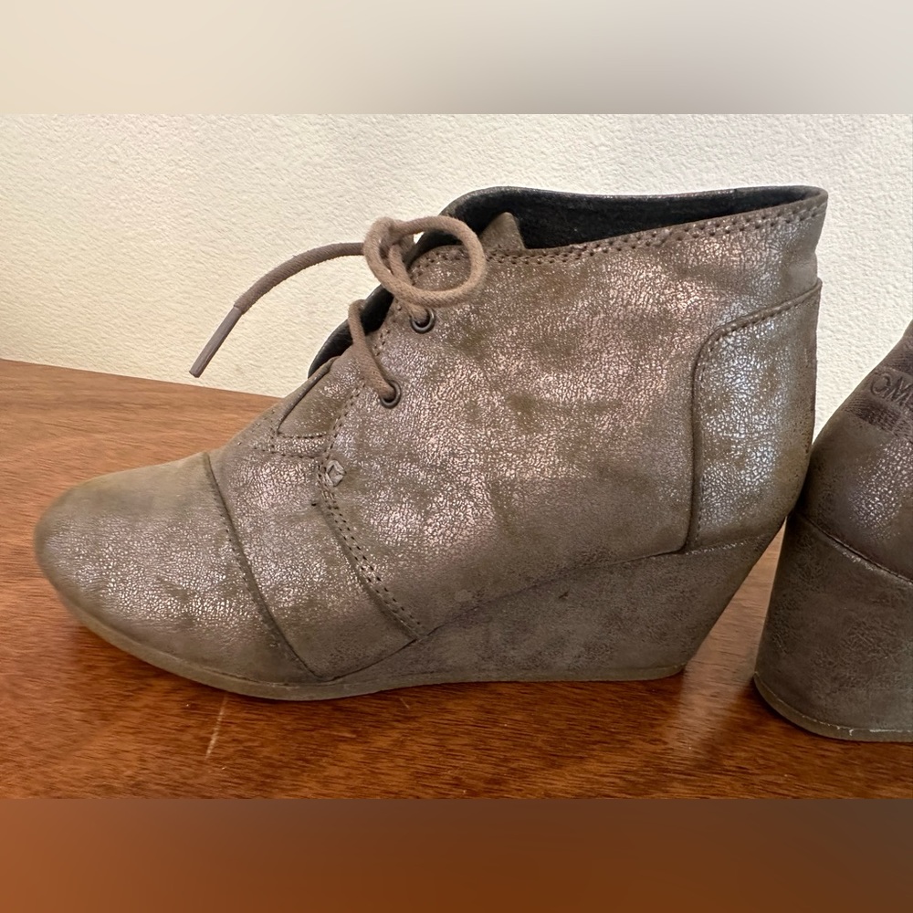 Metallic Suede Toms Wedges